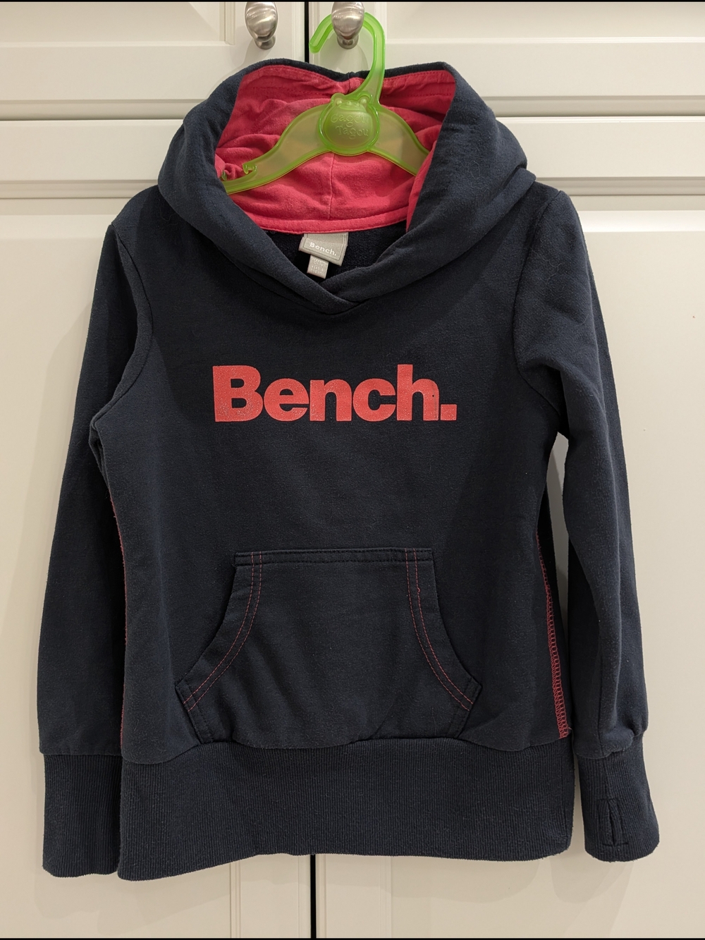 5/$35 Bench Girls Hoodie – Age 5–6 (116cm) – Navy Blue & Pink
